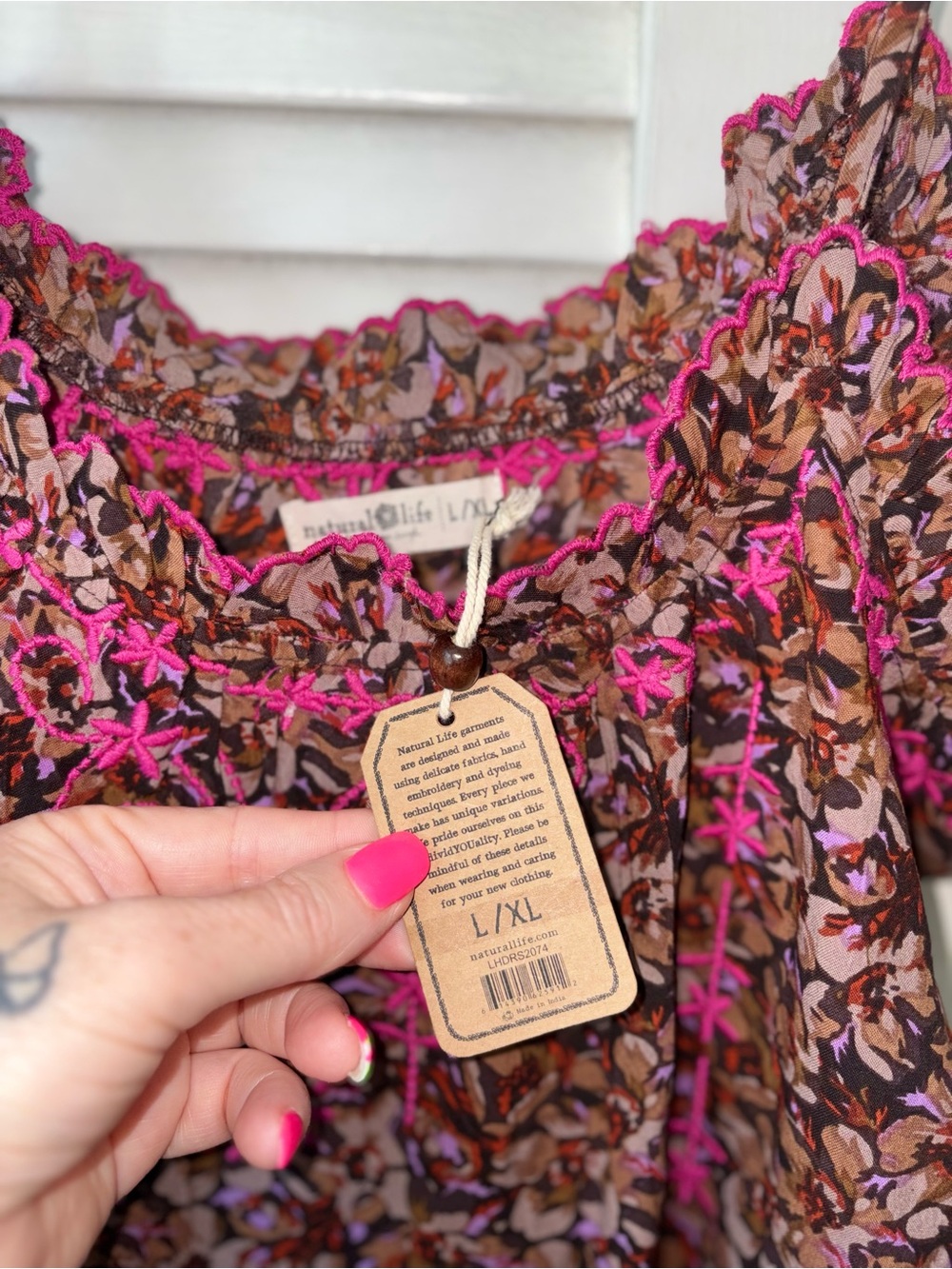 NWT Natural Life Harley Midi Dress XL Floral Embroidered Pockets Rayon - Picture 5 of 7